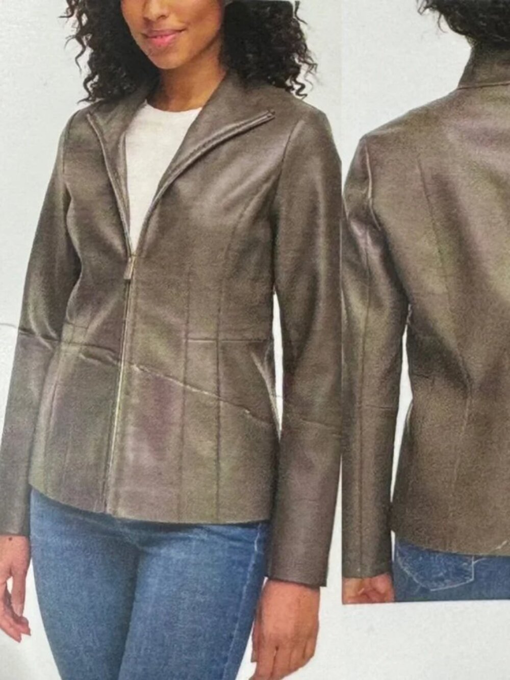 Kenneth Cole New York Vegan Leather Zip Jacket Gray With Pockets XL